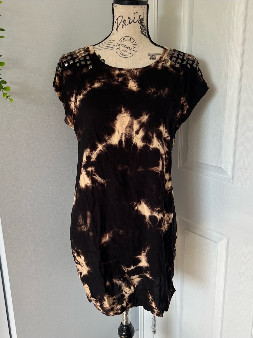 Forever 21 Brown and Black Tie-Dye Studded Tank Dress